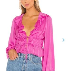 Lovers + Friends Aries Pink Ruffled Women's Top